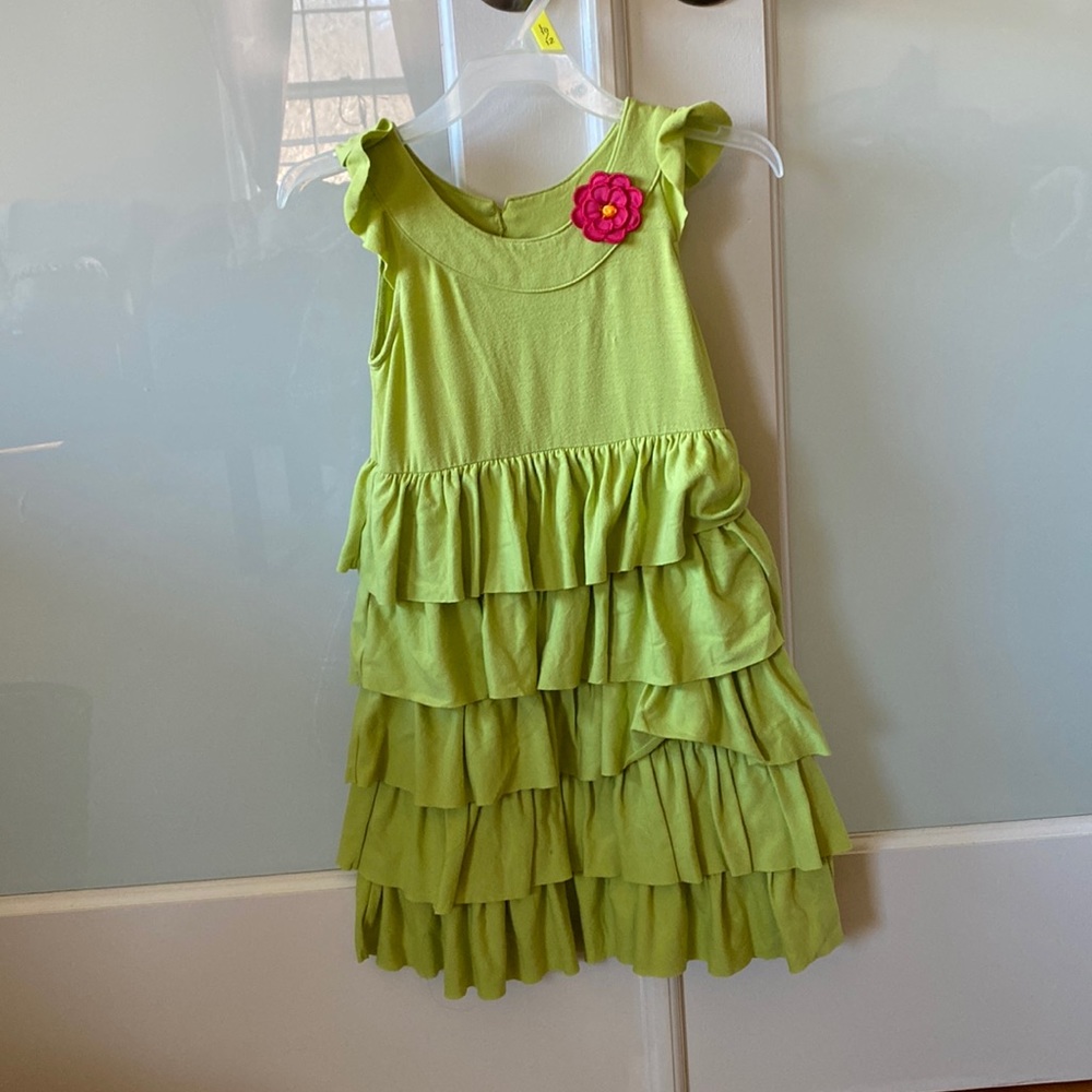 Gymboree neon green ruffled dress